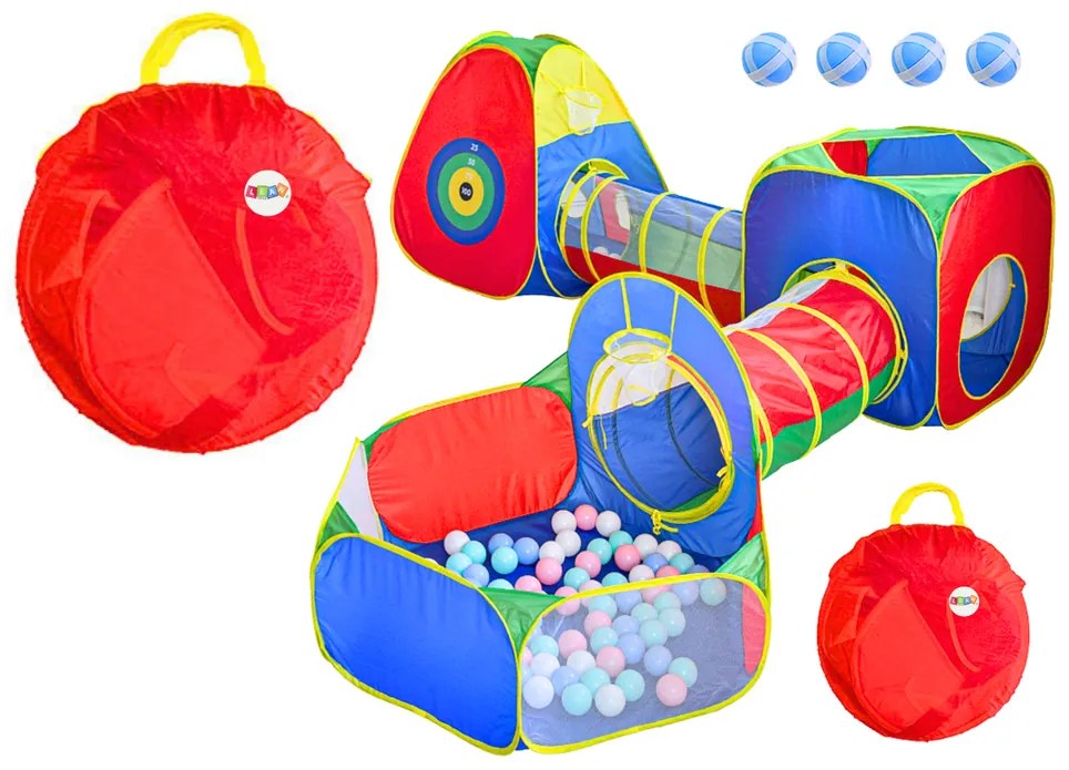 LEAN TOYS Veľký farebný stan pre deti - tunely, loptový bazén