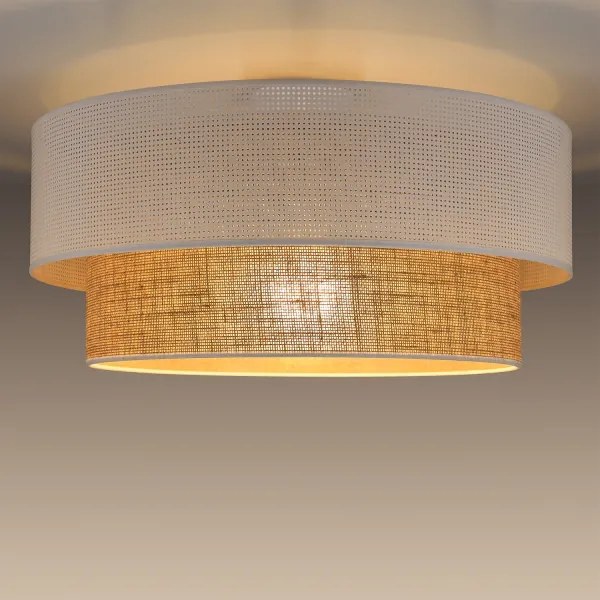 Stropné svietidlo BORHO 1xE27/60W/230V pr. 50 cm biela/juta