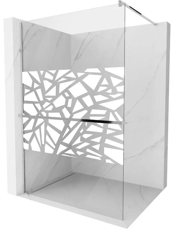 Mexen Kioto+ sprchová stena s poličkou a lištou 120 x 200 cm, transparentnéné/biely vzor 8 mm, chrómová - 800-120-121-01-85