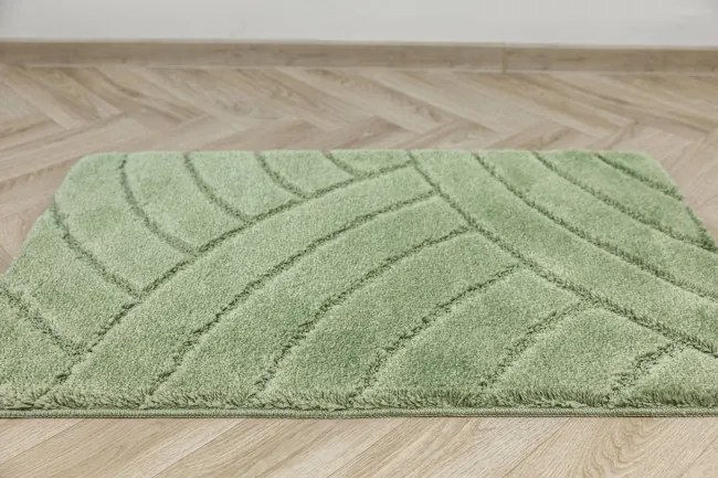 Kúpeľňový koberček Sash Sage zelený, pruhy