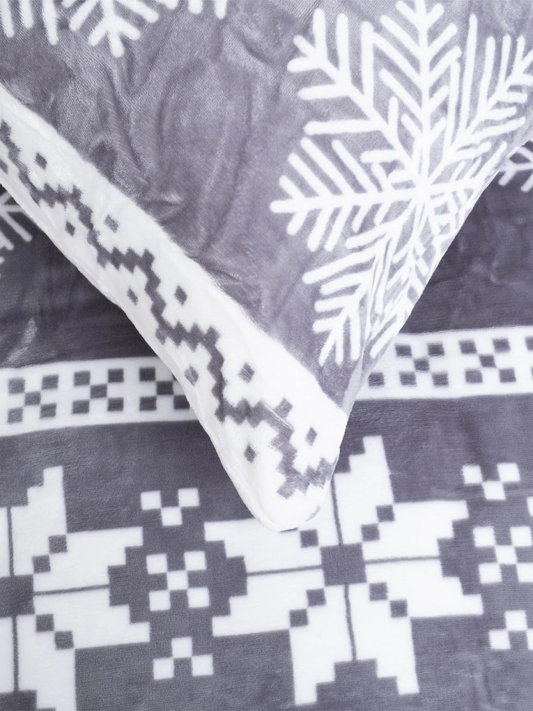 Obliečka na vankúš mikroplyš 70 × 90 cm – Vianoce sivé