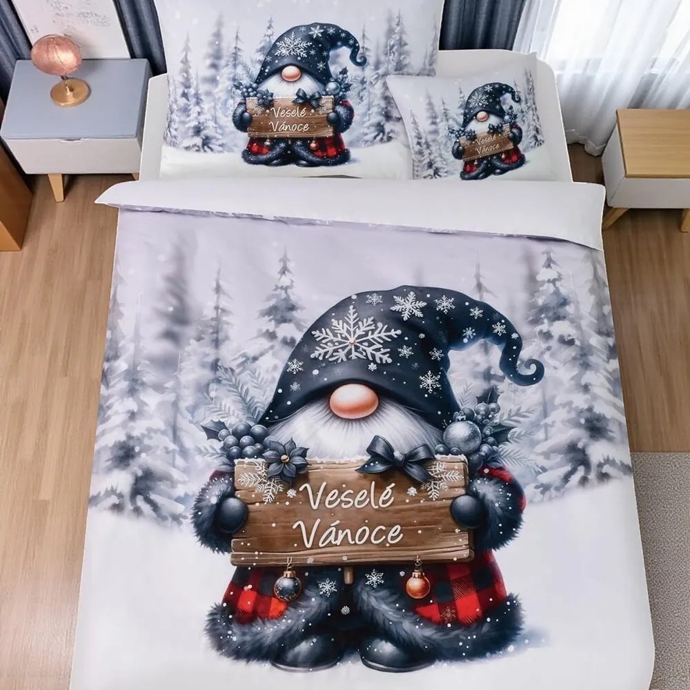 Obliečky DEPPA BLACK GNOM 3-dielna sada 140x200 cm