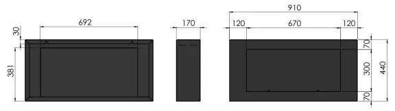 InFire - Nástenný BIO krb 44x91 cm 3kW čierna
