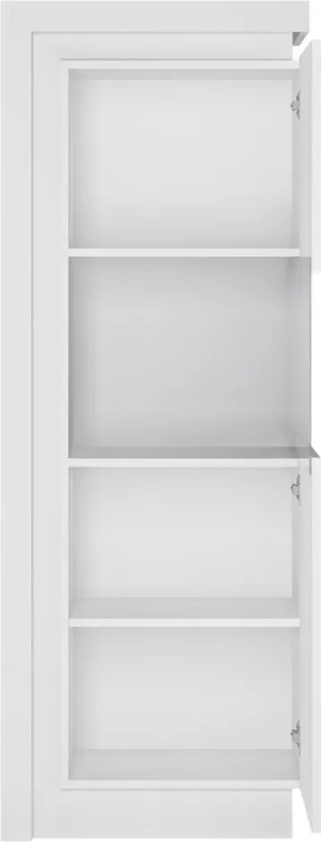 Nízka vitrína Lyon, biely lesk, s osvetlením, pravá