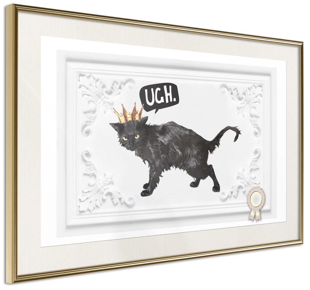 Artgeist Plagát - Cat in Crown [Poster] Veľkosť: 30x20, Verzia: Čierny rám s passe-partout