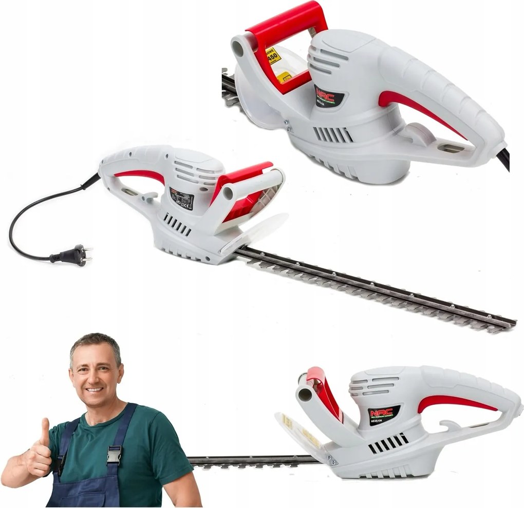 Elektrické Nožnice Na Živý Plot Nac HE45-CH 450W 45CM Držiak Krytu Lišty