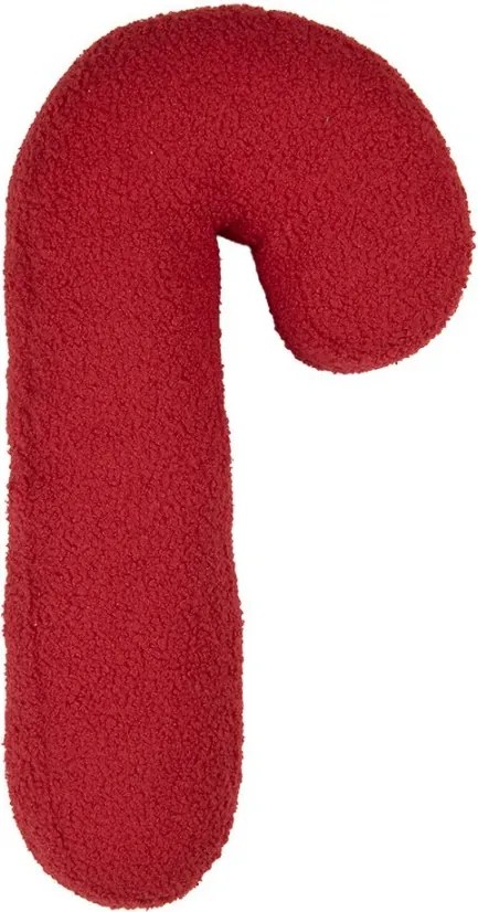 Červený dekoračný vankúš v tvare cukrovej palice - 15*40*4 cm
