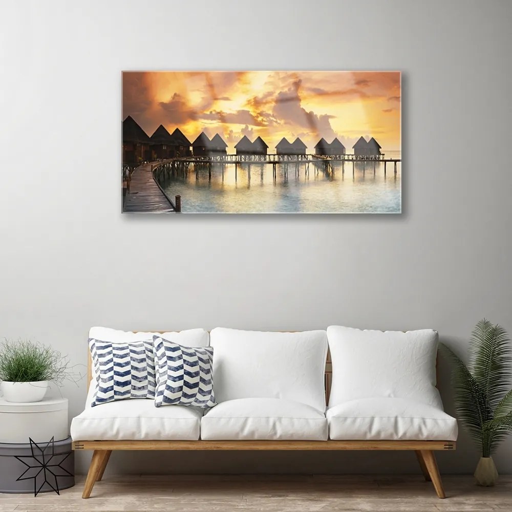 Obraz na akrylátovom skle More prázdniny domky 100x50 cm