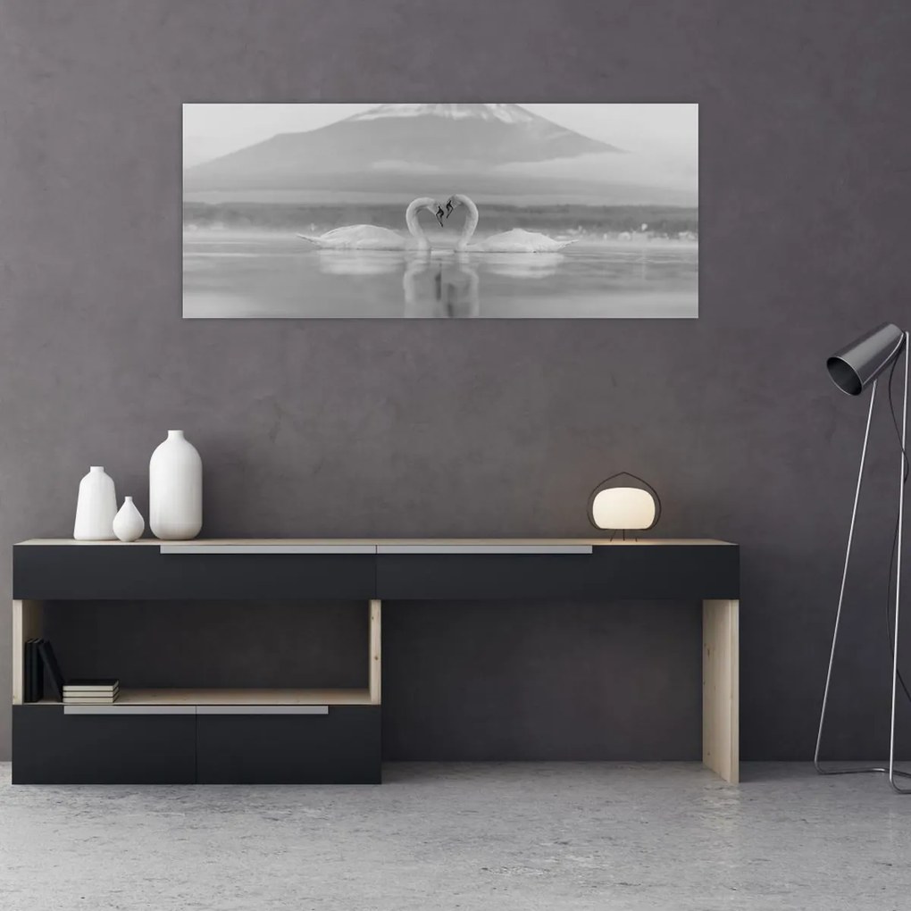 Obraz - Zamilované labute (120x50 cm)