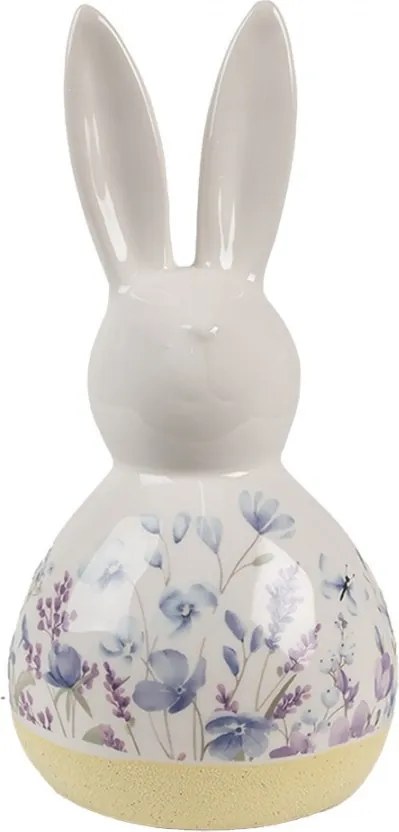 Keramická dekorácia zajačik s kvetmi - 12*10*23 cm