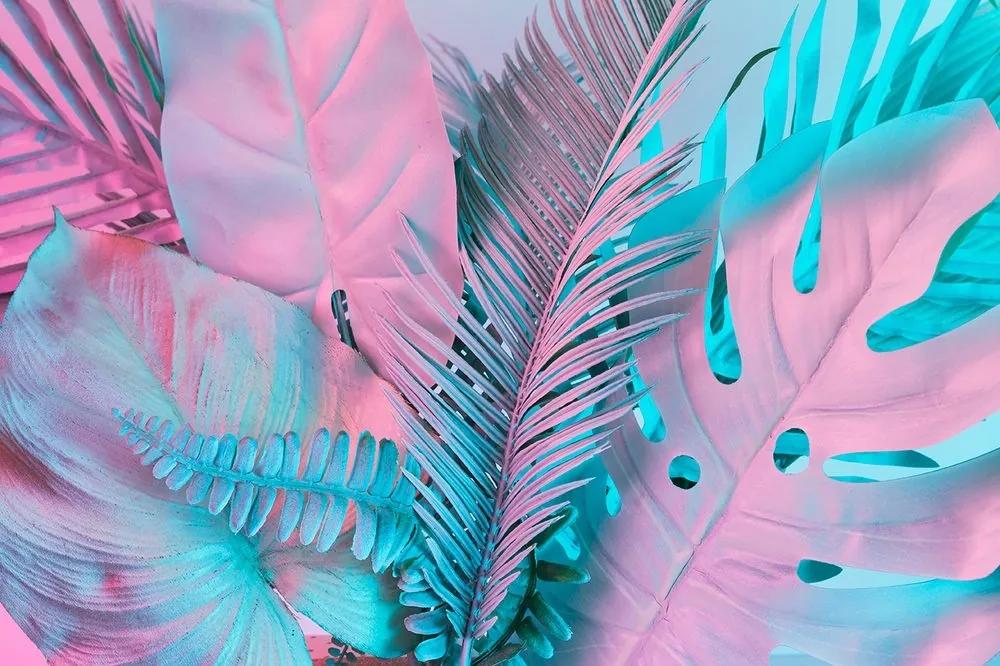 Samolepiaca tapeta palmové listy v neobyčajných farbách - 225x150