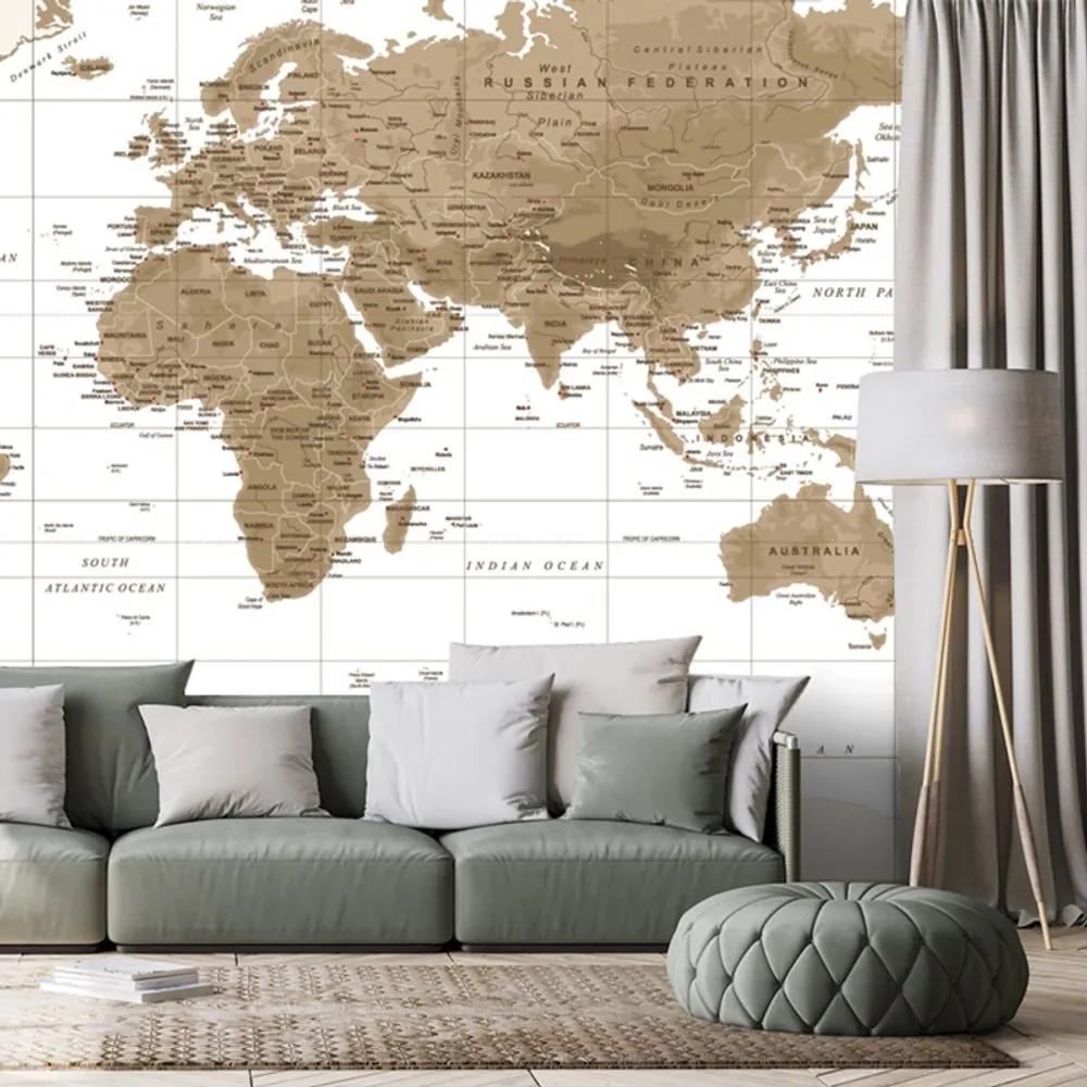 Samolepiaca tapeta nádherná vintage mapa s bielym pozadím - 450x300