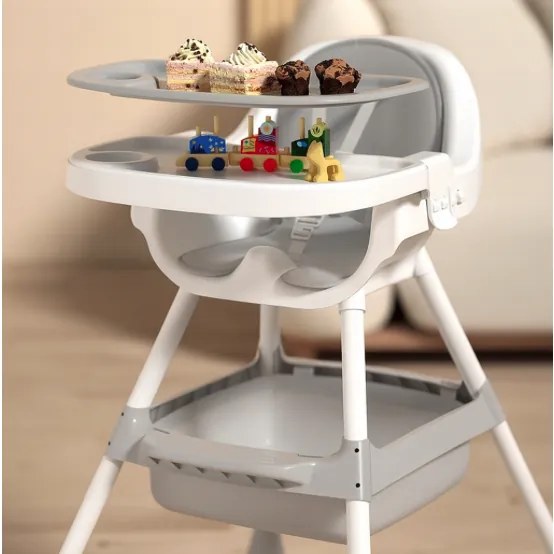 Praktická detská stolička na kŕmenie 3v1 ružová