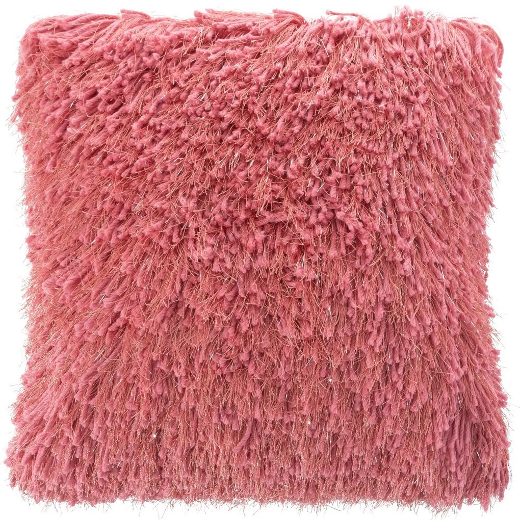 CHLPATÁ DEKORAČNÁ OBLIEČKA NA VANKÚŠ CELIA 40X40 CM KORALOVÁ