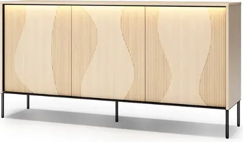 Moderná komoda NUR 170 cm bielený dub vincenza + čierna