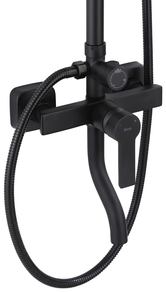 Rea Argus, sprchový set s vaňovou výlevkou, čierna matná, REA-P2389