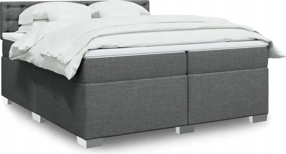 vidaXL Boxspring posteľ s matracom tmavosivá 200x200 cm látka