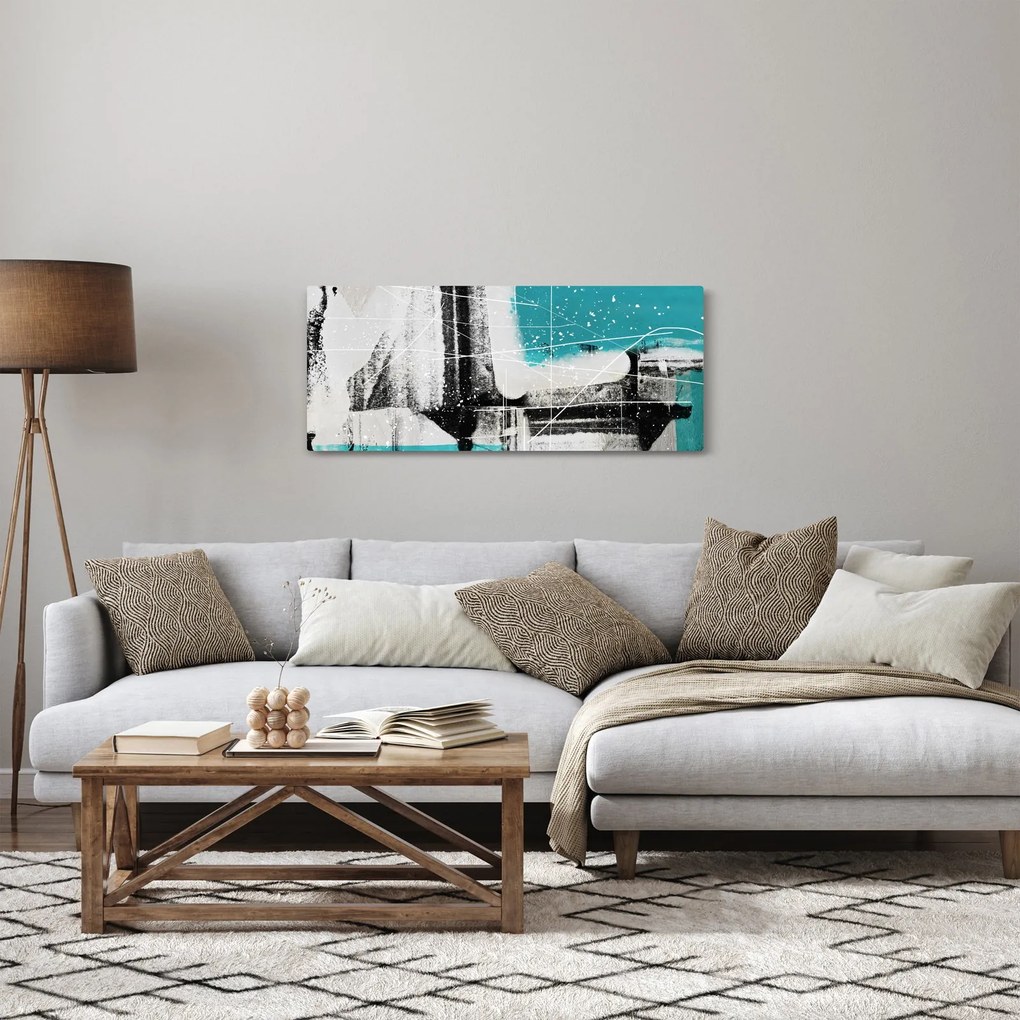 Obraz - Tyrkysová abstrakcia (120x50 cm)