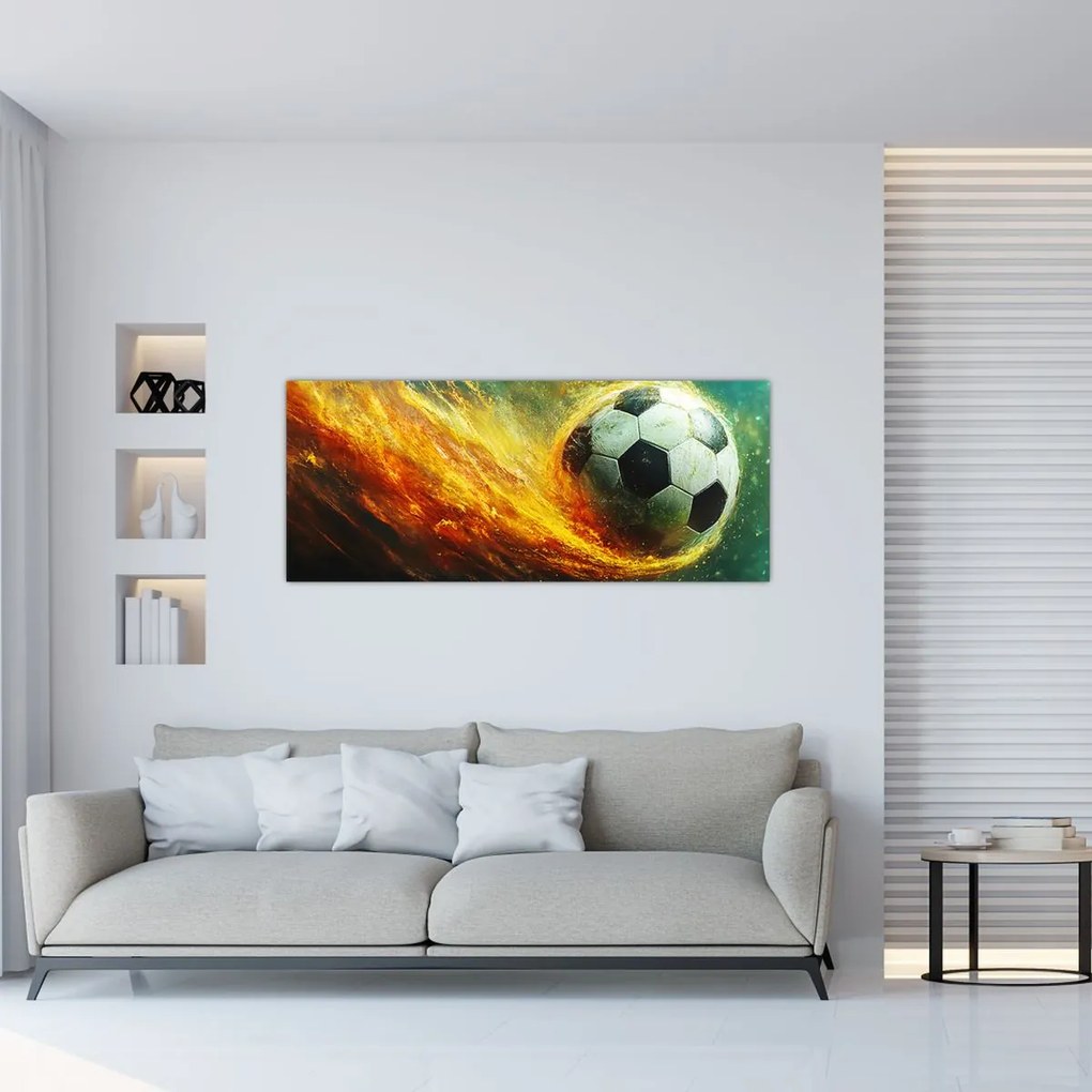 Obraz - Futbalová lopta v lete (120x50 cm)
