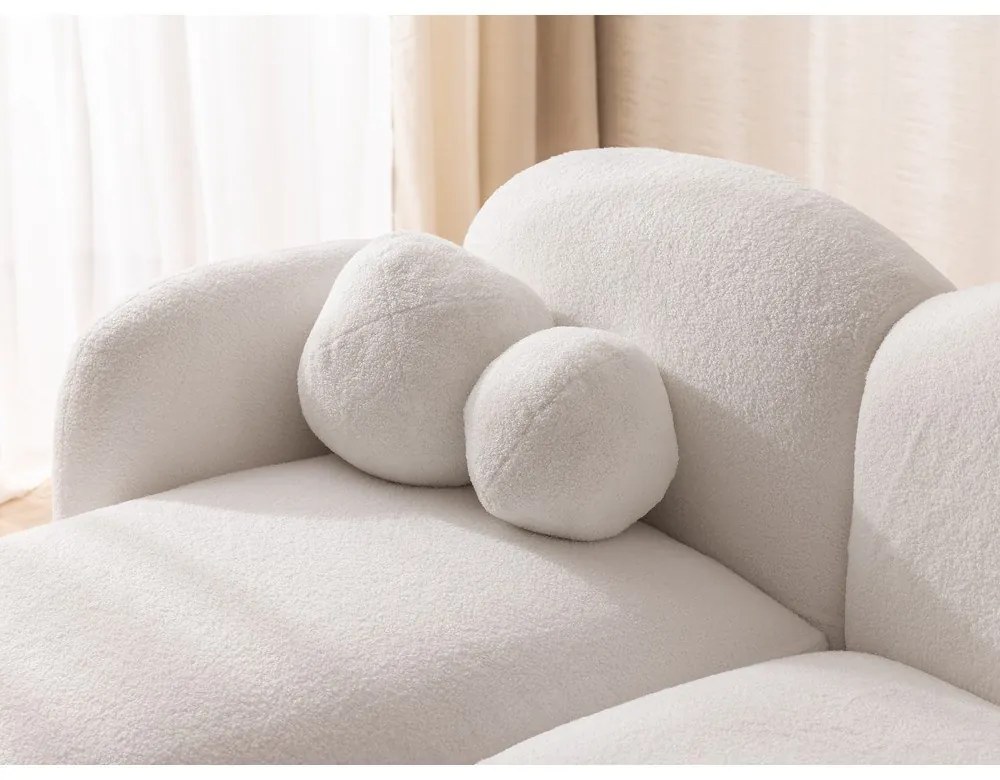 Krémovobiela rohová pohovka z textílie buklé (ľavý roh/s leňoškou) Orbit – Ropez