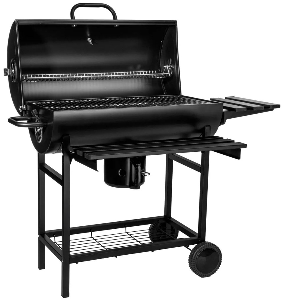 Zahradní gril na dřevěné uhlí BAREL se dvěma rošty černý