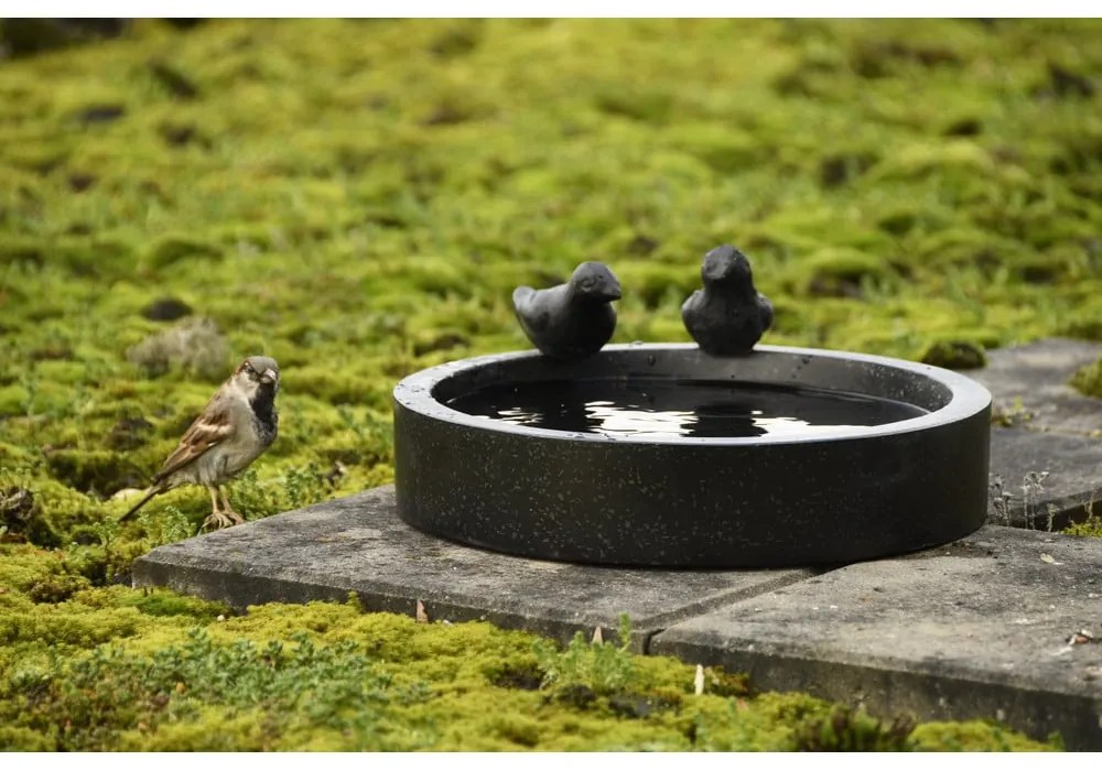 Čierne keramické napájadlo pre vtákov Esschert Design Ave
