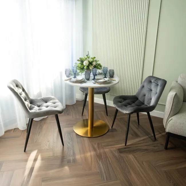 Jedálenská stolička ELIOT VELVET zamatová grafitová / čierne nohy