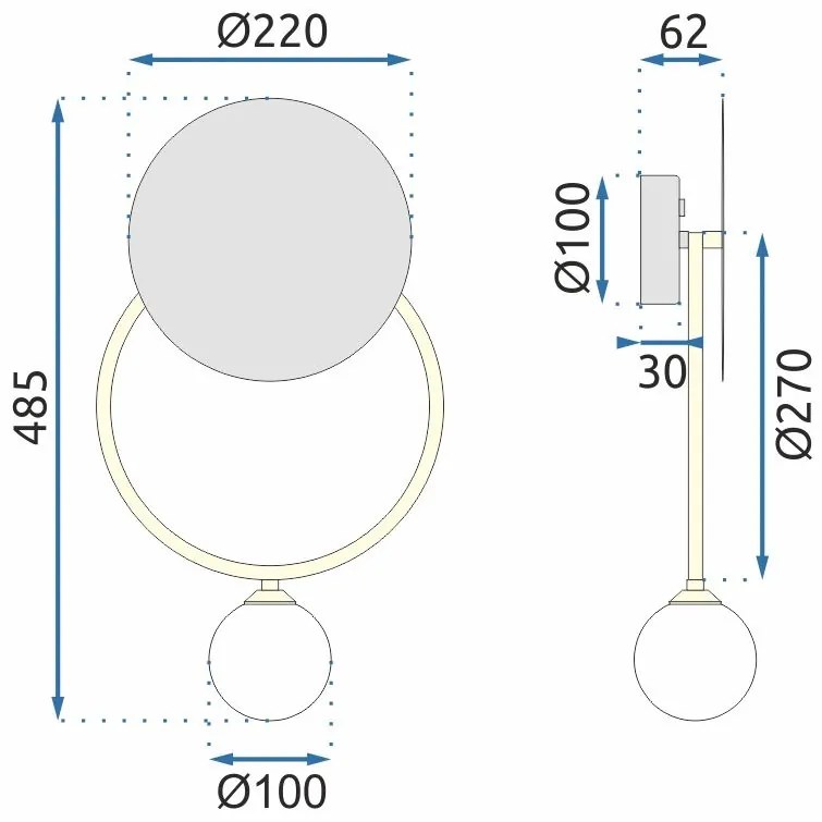 Toolight - Nástenná lampa APP923-1W, čierna-zlatá, OSW-09587