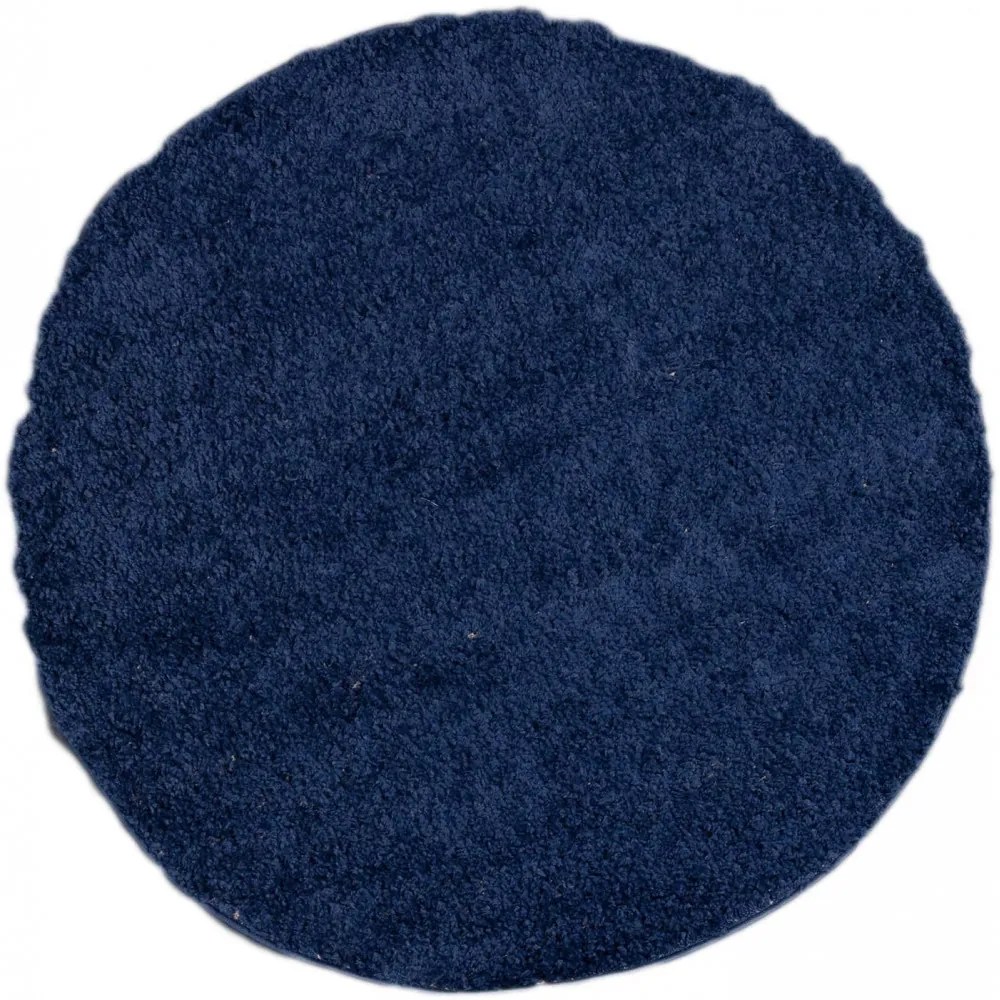 Kusový koberec Shaggy Soho modrý kruh 100x100cm