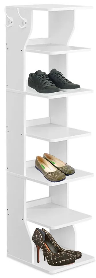 Botník CINDY, 6 úrovní, 30x26,4x110,4cm, biela Vasagle