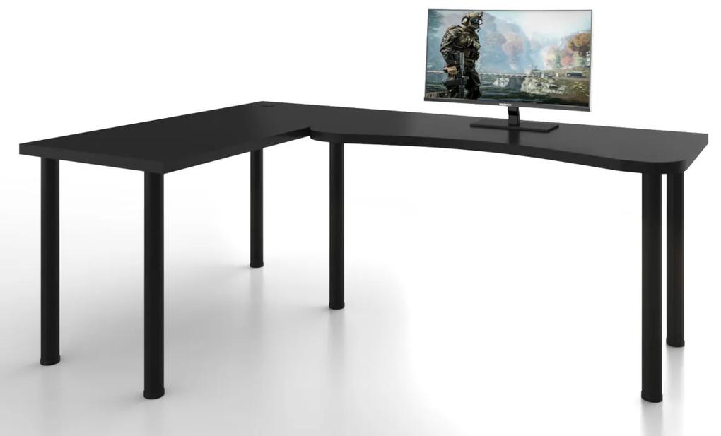 Počítačový rohový stôl L, 200/135x73-76x65, čierna, pravý