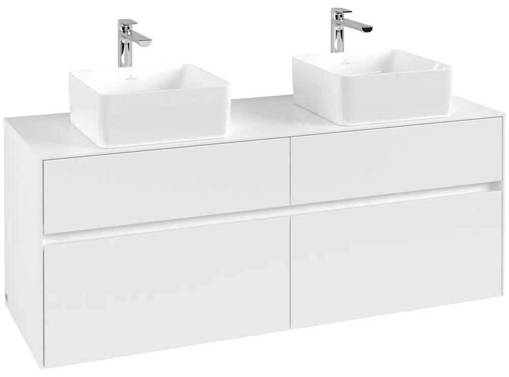 VILLEROY &amp; BOCH Collaro závesná skrinka pod dve umývadlá na dosku, 4 zásuvky, 1400 x 500 x 548 mm, White Matt, C04800MS