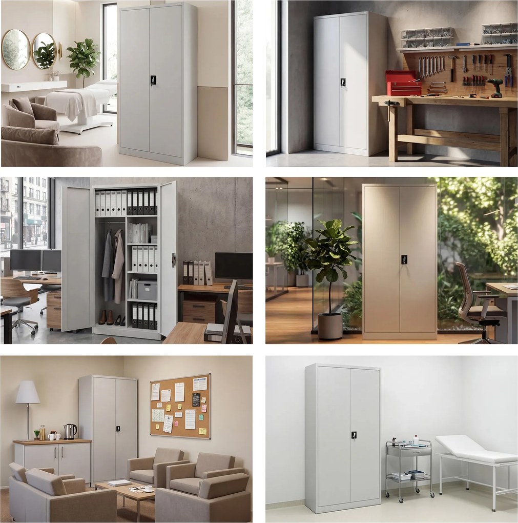 Uzamykateľná hospodárska skriňa sivá DAWID 900 x 1850 x 450 mm