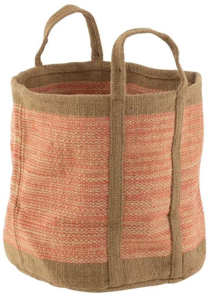 Hnedo-ružový pletený jutový kôš Ecru - Ø 40*60 cm