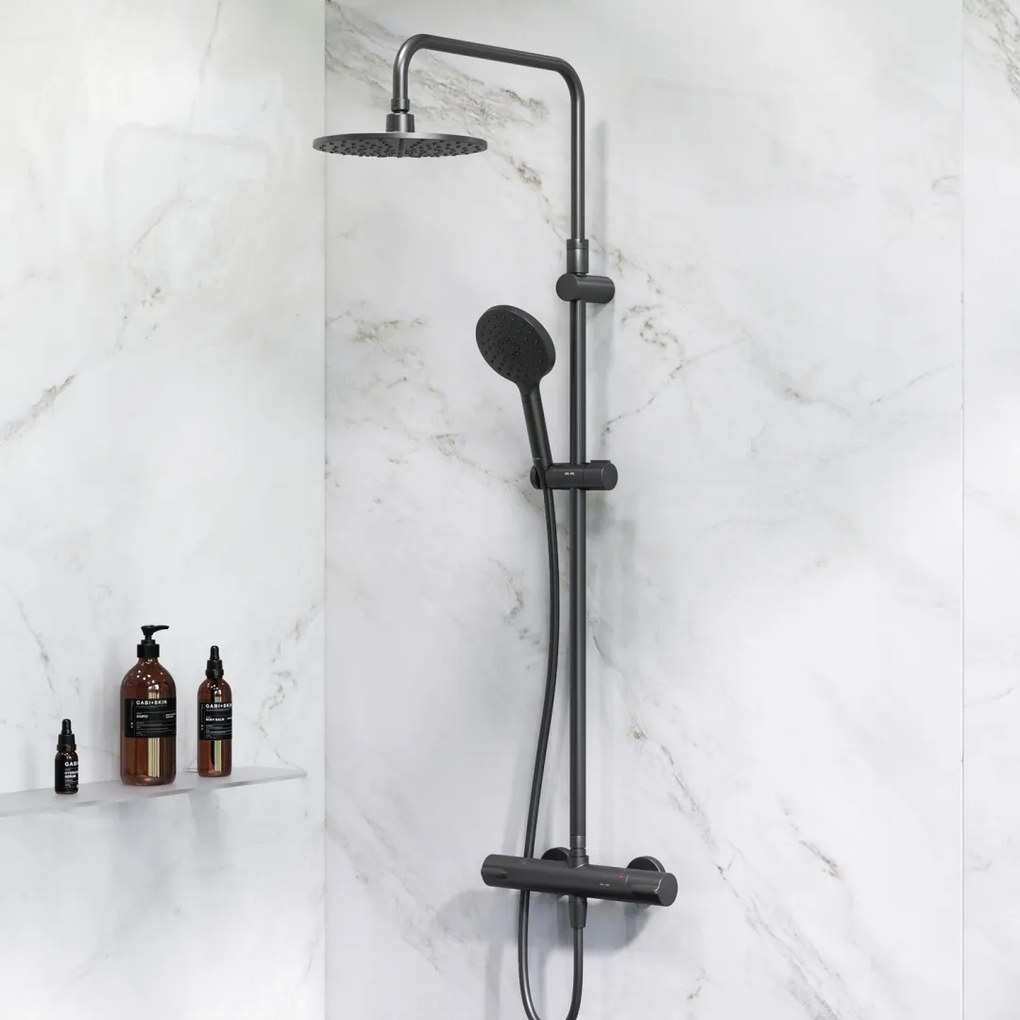 Sprchový systém AM.PM Hit F07TA422 s termostatickousprchovou batériou, čierny