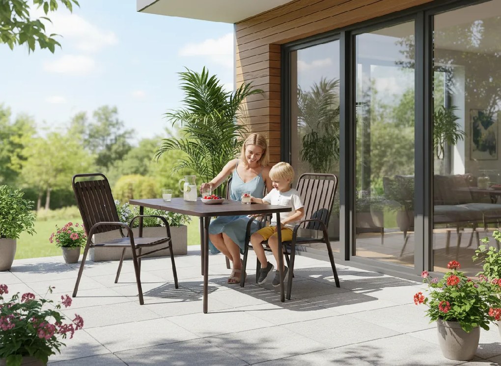 Garden Line PRAVOUHLÝ ZÁHRADNÝ STÔL 140 x 80 x 72 CM HNEDÝ