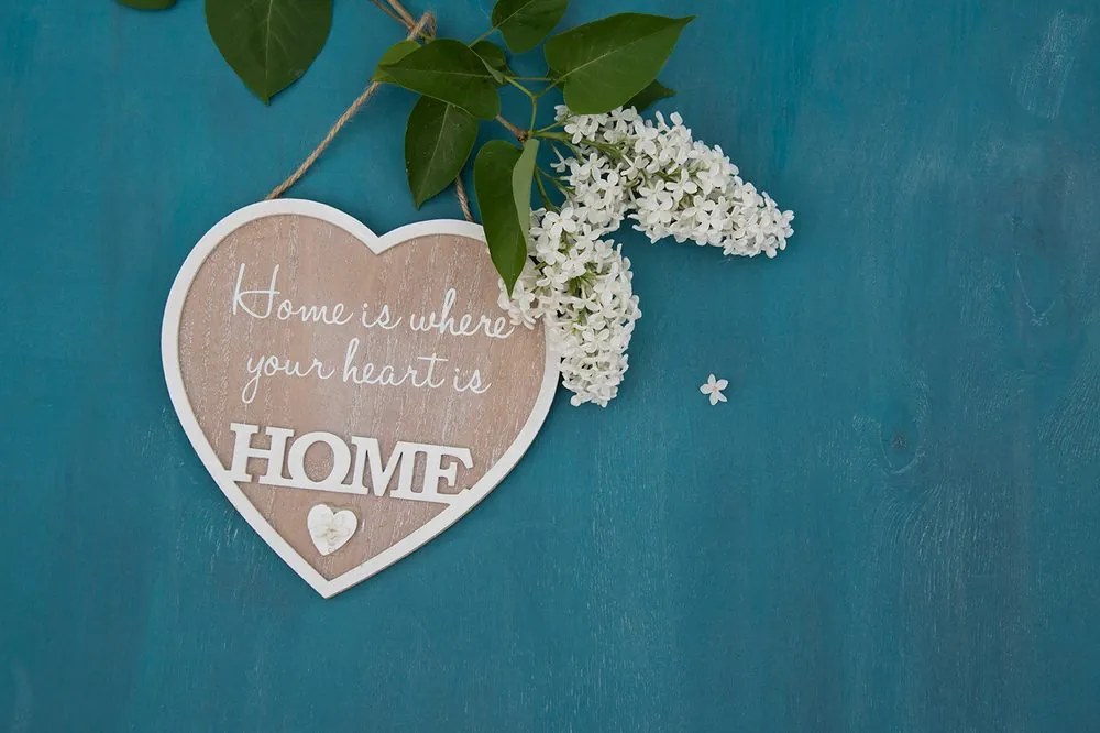 Fototapeta srdce s citátom - Home is where your heart is