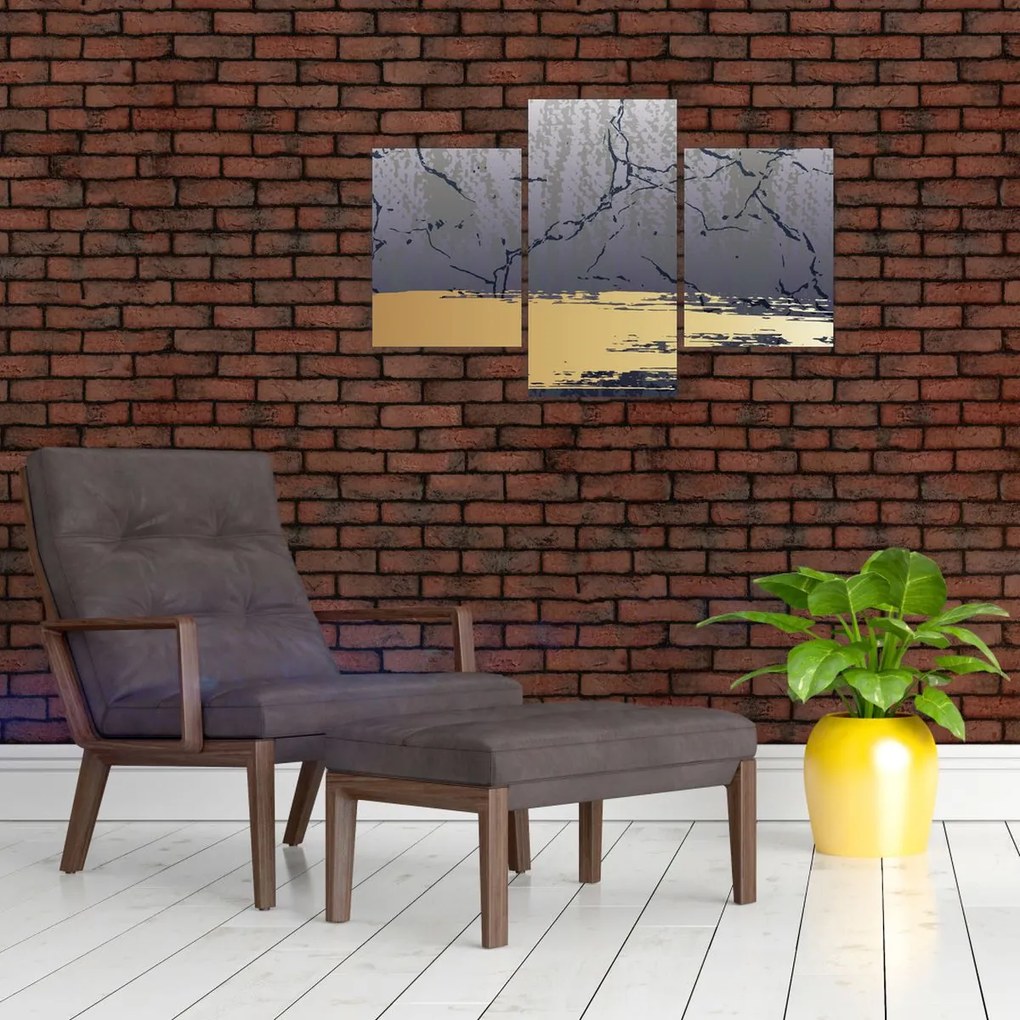 Obraz - Modrá a zlatá abstrakcia N⁰1 (90x60 cm)