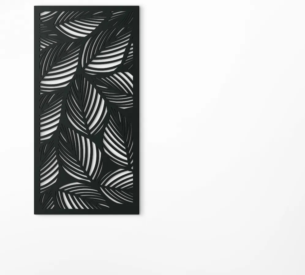 drevko Drevený obraz na stenu Lístie v zátiší Rozmer obrazu: 44,5 x 22 cm, Farba dekorácie: Čierna