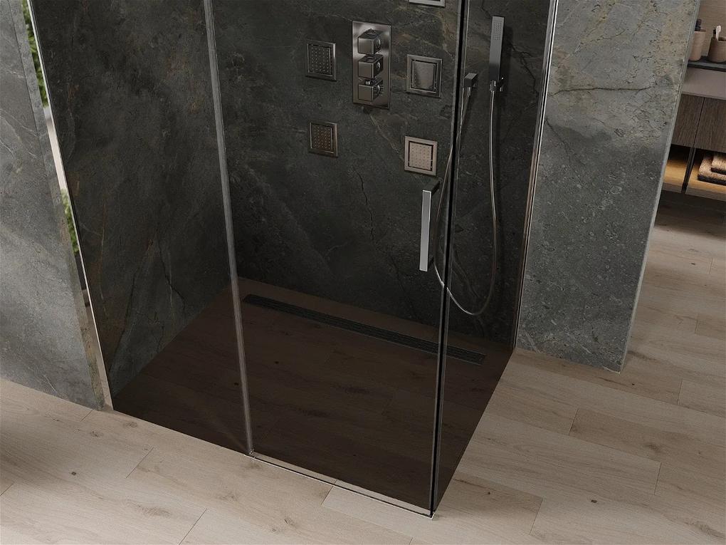 Mexen Omega, sprchovací kút s posuvnými dverami 120 (dvere) x 90 (stena) cm, 8mm sklo, chrómový profil-šedé sklo, 825-120-090-01-40