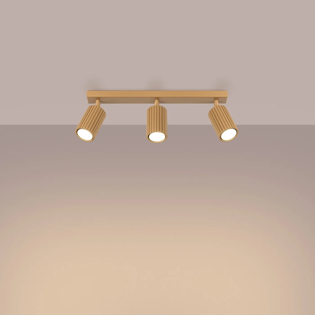 Bodové svietidlo Karbon, 3x zlaté kovové tienidlo, (možnosť polohovania)