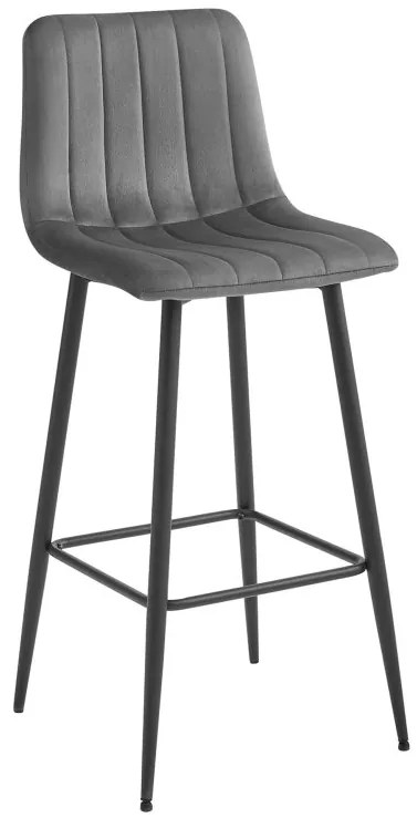 POZZA Barová stolička - tmavosivý zamat / čierne nohy