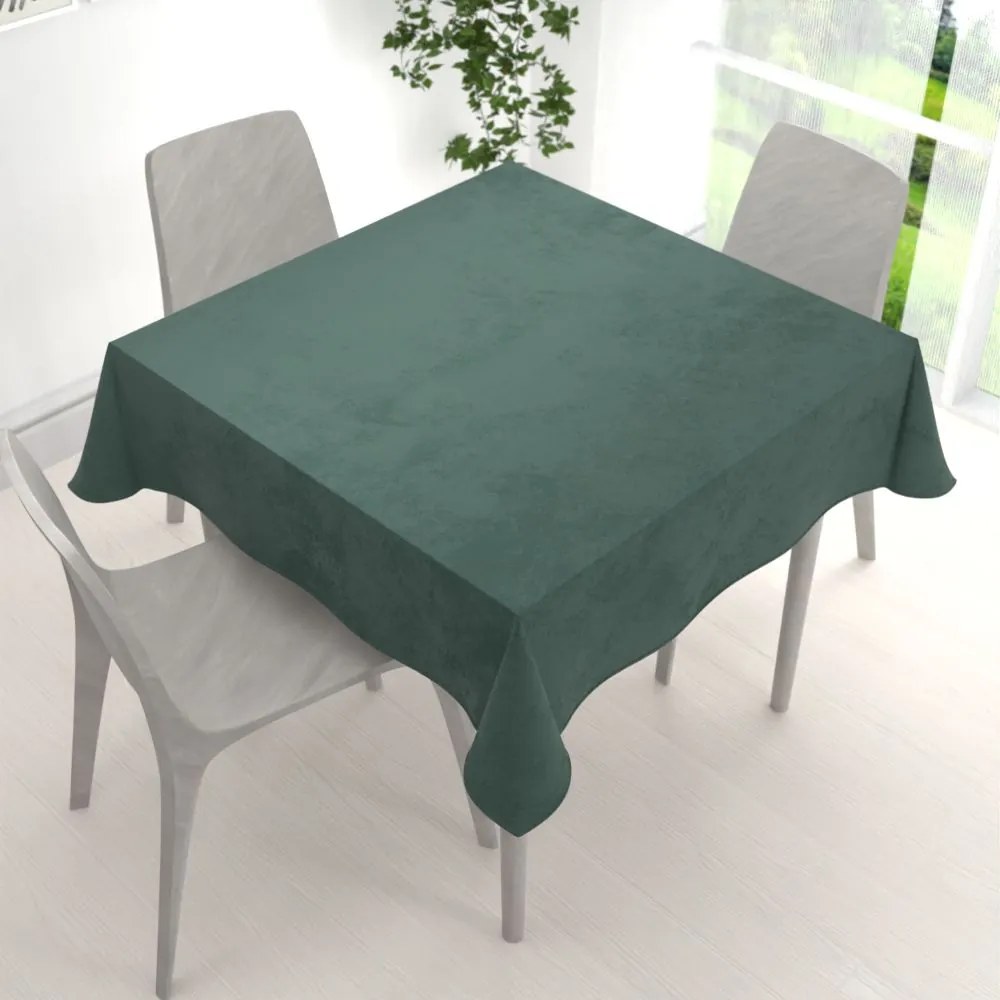 Biante Veľký zamatový štvorcový obrus Velvet Prémium SVP-040 Lesná zelená 210x210 cm