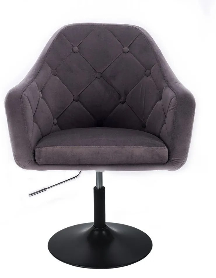 LuxuryForm DESIGN Kreslo ANDORA VELUR na čiernom tanieri - tmavo šedé