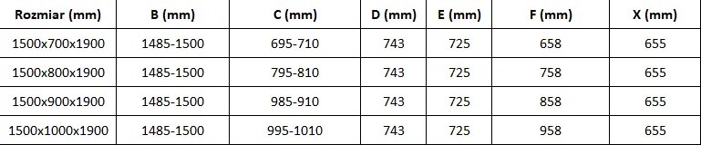 Mexen Omega, sprchovací kút s posuvnými dverami 150 (dvere) x 100 (stena) cm, 8mm sklo, čierny profil-číre sklo, 825-150-100-70-00