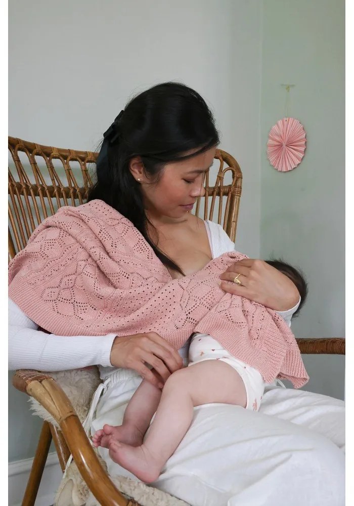 Staroružová pletená detská deka z Bio bavlny 80x100 cm Sorbet – Cam Cam Copenhagen