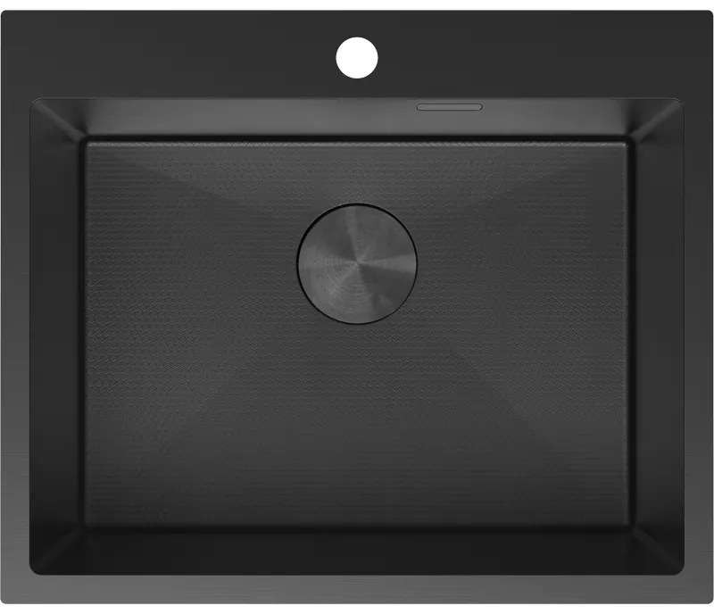 Mexen Solix, 1-komorový nerezový drez 600 x 500 mm, čierna, vzor voština, 6408601000-70HC