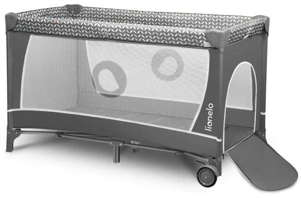 Lionelo - Cestovná postieľka FLOWER Šedá Scandi
