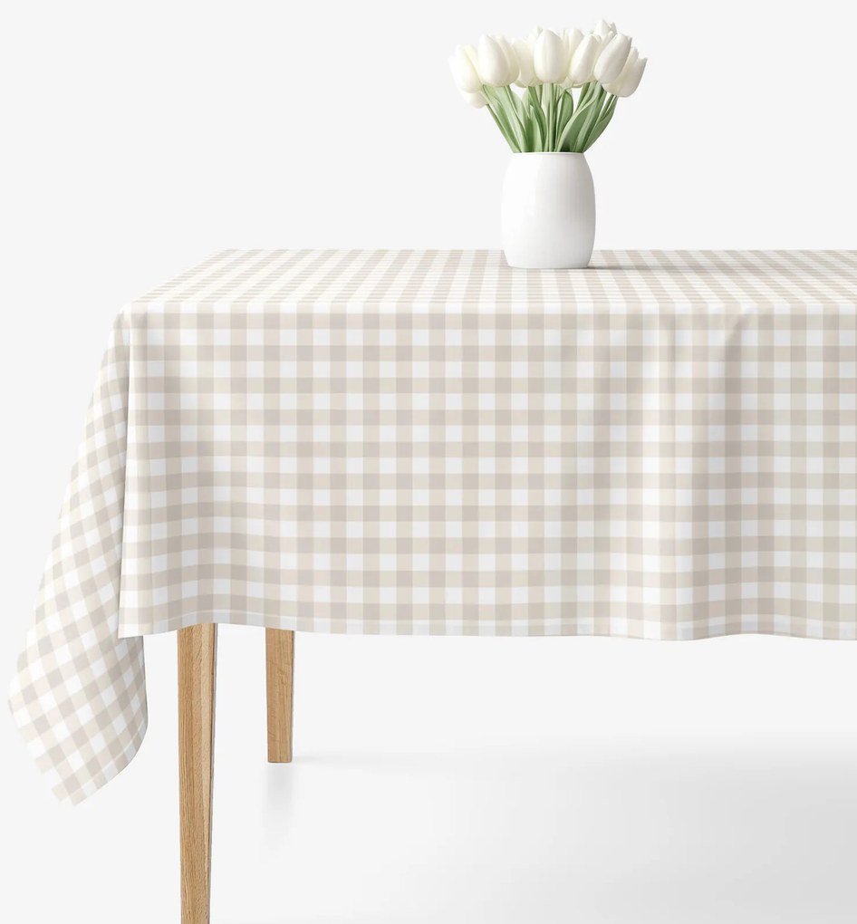 Goldea hranatý obrus 100% bavlnené plátno - latte kocky 100 x 100 cm