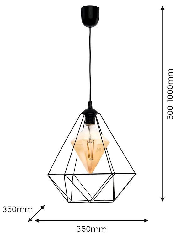 Závesné svietidlo Alambre, 1x čierne drôtené tienidlo, b